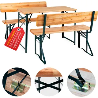 Stagecaptain BBDL-119 Hirschgarten Bierzeltgarnitur mit Lehne für Balkon 119 cm Natur
