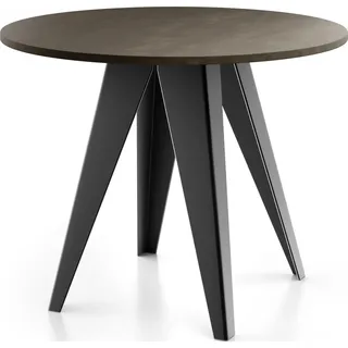 Esstisch Glory im Industriestil - Modern, Rund - Ausziehbar von 100 cm bis 140 cm, Pulverbeschichtete Metallbeine - Chicago Beton Grau - Grau