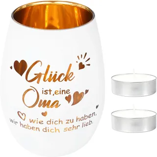 Geschenke für Oma, Gravur Windlicht mit Kerzen, Teelichthalter, Adventskalender Weihnachtensgeschenk für Beste Oma, Geburtstag Geschenke (Geschenke für Oma)