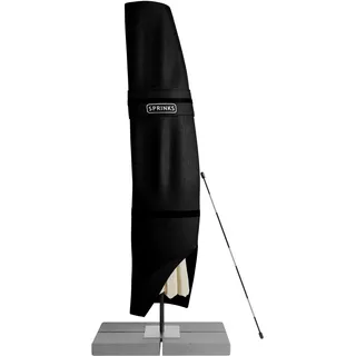 SPRINKS® Sonnenschirm Schutzhülle bis Ø 300cm - Reißfeste Sonnenschirmhülle mit UV Schutz - Wetterbeständige Schirmhülle inkl. Hilfsstab zum Überziehen - Ampelschirm (Schwarz, 260 x 40/70/50 cm)