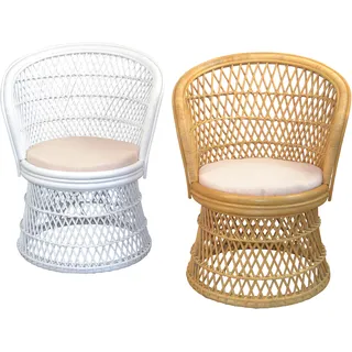 Loungesessel, weiß, B:68cm H:88cm T:71cm, Stoffbezug 100% Polyester, HOFMANN LIVING AND MORE, Sessel, Loungesessel, Handgeflochten