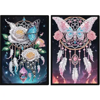 DCIDBEI 2 Pack Notizbücher Blank Diamant Malerei Skizzenbuch A5 Notizbuch A5 Blanko Diamond Painting Notizbuch Stickerei Tagebuch Buch DIY Kunst Geschenke Bastelset Erwachsene 50 Blätter Traumfänger