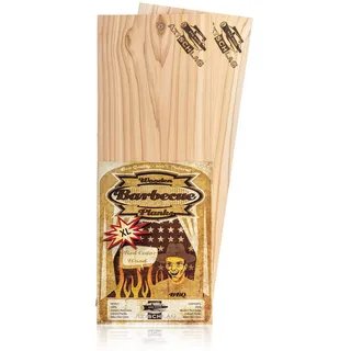 Axtschlag XL Grillbretter Zedernholz, 2 Wood Planks für Filets & Braten, schonendes Garen mit aromatischer Rauchnote & zum Servieren, für alle Grills & Smoker, 400x150x11 mm, mehrfach verwendbar