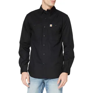 Carhartt, Herren, Rugged ProfessionalTM-Serie Lockeres, langärmliges Canvas-Arbeitshemd, Schwarz, L