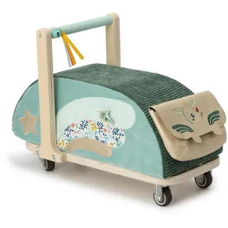 Lilliputiens - Lauflernwagen aus Holz und Stoff Joe der Drache - Fördert Fantasie und Gleichgewicht der Kleinkinder - Mit multidirektionalen Rädern und Abnehmbarer Tasche - Ab 18 Monaten - 83467