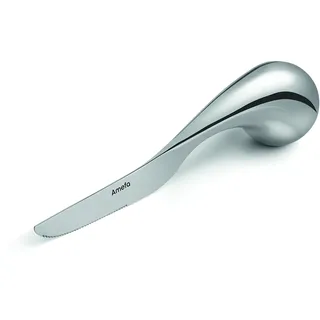 Amefa INTEGRALE Menümesser mit Knauf, ergonomisch, 18/10 Edelstahl, 13/0 Klingenstahl, Alltagshilfe Besteck, Esshilfe für Senioren, rostfrei & spülmaschinenfest, Silber, Desertmesser