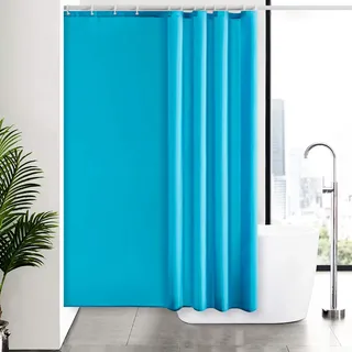 Furlinic 180x180 Aquamarine Duschvorhang Anti-schimmel Vorhang in Badezimmer für Badewanne und Dusche, Textile Durschvorhänge aus Stoff Wasserdicht Waschbar, mit 12 Duschvorhangringe.