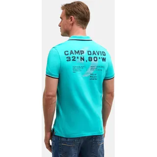 Camp David Poloshirt Oceanfront Kurzarmshirt mit Polokragen - Türkis