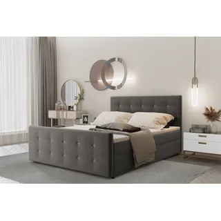 Kaiser Möbel Boxspringbett 100x200 mit bettkasten und matratze+topper, Schlafzimmerbett AMOR Dunkelbraun - Hellbraun