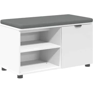 Flurbank mit Kissen mit Regal mit Speicher Weiß 80 x 38 x 46 cm - Weiß