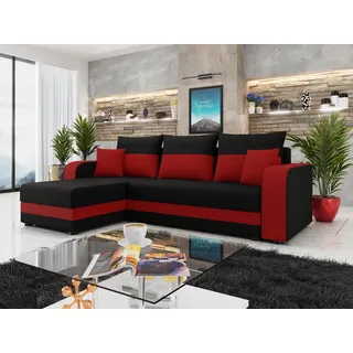 Mirjan24 Ecksofa Hewlet Bis, Sofa mit Bettkasten und Schlaffunktion, L-Form, Stilvoll Eckcouch vom Hersteller (Farbe: Lux 23 + Lux 14) - Rot
