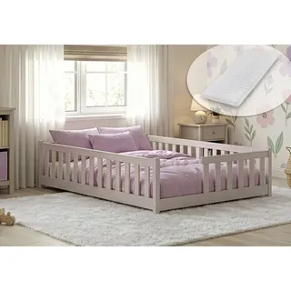 Kids Collective Jugendbett Bodenbett 120 x 200 cm Kiefer grau