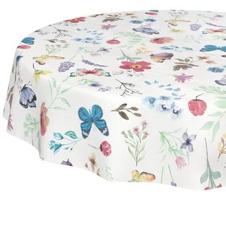 ANRO Wachstuchtischdecke abwaschbar Rund 140 cm Schmetterlinge