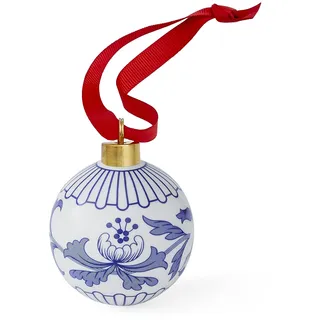 Blaue italienische Weihnachtskugel – Blumen, einzeln