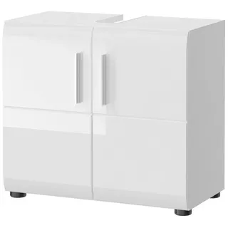inn.furn Waschbeckenunterschrank weiß Hochglanz Badezimmer Unterschrank 60 x 54 cm Waschtisch Hunter