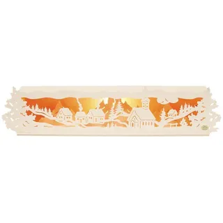 Lichterbogenerhöhung "Stadtlandschaft", groß,elektrisch beleuchtet,inkl. LED-Leuchtmittel BxHxT 78x17x11cm NEU - Beige