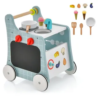 Costway Lauflernwagen Blau , Holz , 31x42x34 cm , Spielzeug, Kinderküchen