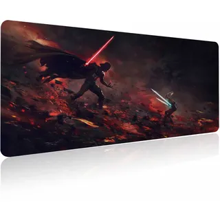 GZESZT XXL-Mauspad Ahsoka-Tano Vs Vader, extra großes Gaming-Mauspad, Laptop-Schreibtischmatte, rutschfeste Gummiunterseite, genähte Kanten, glatter Stoff, Computertastatur und Mäuse, Kombi-Pads für