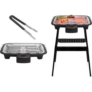 Elektrogrill mit Grillzange Standgrill Tischgrill für Garten Camping Balkongrill