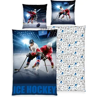 Eishockey Bettwäsche Set 2tlg. 135x200 cm 100% Microfaser