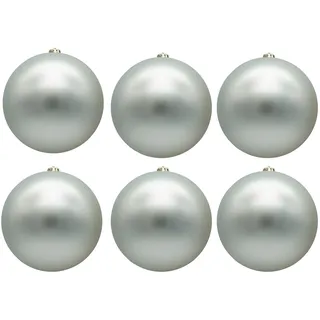 6 x Weihnachtskugeln aus Kunststoff (6 x Ø 15 cm/Silber matt) | Für den Innen- und Außenbereich – Wetterfest – Bruchsicher Outdoor Christbaumkugeln Weihnachtsbaumkugeln Baumkugeln