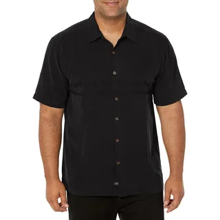 Quiksilver Herren Tahiti Palms 4 Knöpfen und Blumenmuster Hemd mit Button-Down-Kragen, Schwarz, L