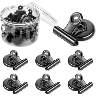 Magnetische Clips Stark, 10 Stücke Magnetische Clips, Kühlschrank Magnetische Clips für Schule, Büro, Tafel (Schwarz)