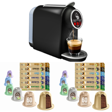 La Natura Lifestyle Smart Kapselmaschine Schwarz | Starter Set 120 BIO Kaffeekapseln | 100% industriell kompostierbar | Nespresso®*3 kompatible