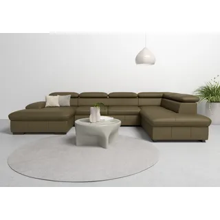 Home affaire Wohnlandschaft »Alberto U-Form« mit Kopfteilverstellung, wahlweise mit Bettfunktion, grün