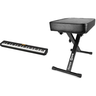 Casio CDP-360BK Digital-Piano Ensemble mit 700 Klängen und 88 gewichteten Tasten, schwarz & RockJam Premium Adjustable Padded Keyboard Bench or Digital Piano Stool, Regulär