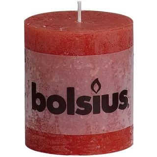 bolsius 103868020341 Stumpenkerze Rustik - rot, 80 x 68 mm - Rot