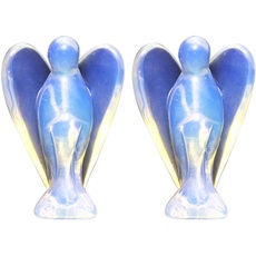 Mina Heal Set mit 2 Schutzengeln aus Opalit-Kristall, Taschenformat, freistehend