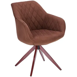 Livetastic Armlehnstuhl , Braun , Metall, Textil , Drehkreuz , 59x84x59 cm , Sitzfläche 360° drehbar , Esszimmer, Stühle, Polsterstühle