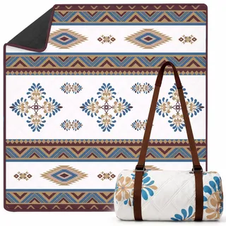 Twinzee Picknickdecke 200x200 cm Wasserdicht Stranddecke Boho | Waschbare Outdoor-Decke · Gepolstert und weich · Kompakt faltbar · Leicht zu transportieren · Ideal für Strand & Camping