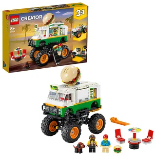 LEGO 31104 Creator 3in1 Burger-Monster-Truck, Geländewagen oder Traktor, Spielzeug, verschiedene Fahrzeuge als Konstruktionsspielzeug - Silber