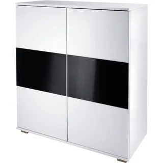 Priess Hochkommode PRIESS, schwarz-weiß (weiß, schwarzglas), B:82cm H:103cm, Sideboards, Türkommode