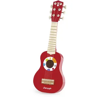 Janod - My First Confetti Holz-Gitarre, Kinder-Musikinstrument, Spielzeugnachbildung und Spielzeug für musikalisches Empfinden, ab 3 Jahren, J07628