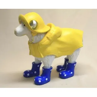 Gartenfigur Lamm ca. 50cm Schaf Regenmantel + Hut + Gummistiefel blau 3362 - Groß