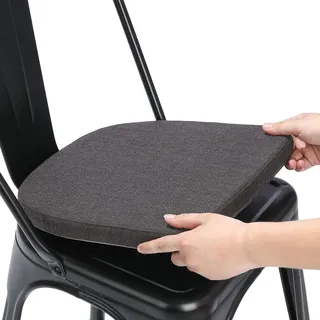 BUYUE Leinen 30x30 Kissen für Metallstuhl 1 Stück, Anti-Rutsch Sitzkissen für Esszimmer Küche Café stapelbare Stühle (U-Form, dunkelgrau, 1 Stück)