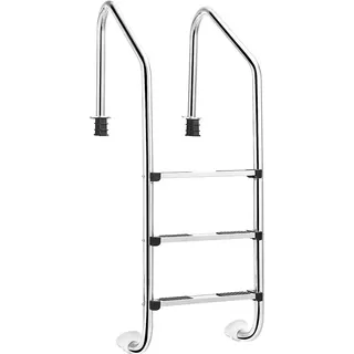 Fantask 3 stufige Edelstahl Poolleiter Silber 53 x 63 x 147 cm