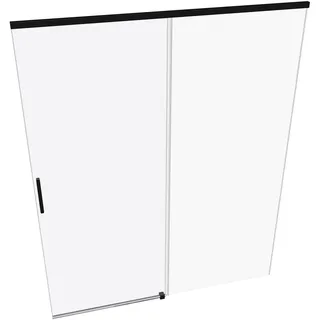 HÜPPE Vita pure rahmenlos Viereck Gleittür 1-teilig mit festem Segment, Breite: 160cm, Höhe:200cm, Befestigung links & rechts, VA0107123322, Duschkabine: Profilfarbe Black Edition Glas ESG klar mit