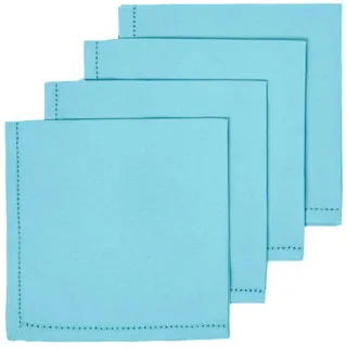 Homescapes Stoffservietten 4er-Set hellblau, 45/45 cm, 100% Baumwolle,