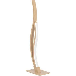 EGLO LED Nachttischlampe Grisolia, geschwungene Tischlampe, Zimmer Deko Schlafzimmer, Wohnzimmerlampe aus Metall und Kunststoff in Holz-Optik, neutralweiß, H 45,5 cm