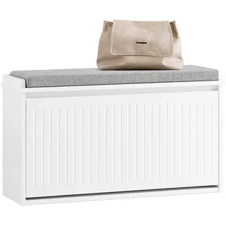 SoBuy Schuhbank Weiß , Holzwerkstoff , 80x45x26 cm , Garderobe, Garderobenbänke, Schuhbänke