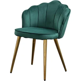 KAWOLA Stuhl SALLY Esszimmerstuhl Velvet grün Fuß gold - Grün