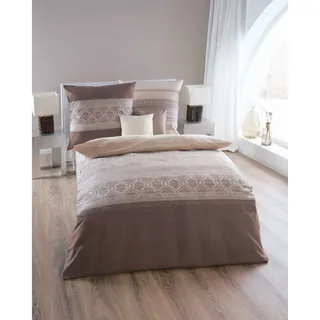 Kaeppel Biber Bettwäsche Crochet champagner 155x220 cm + 80x80 cm - Taupe