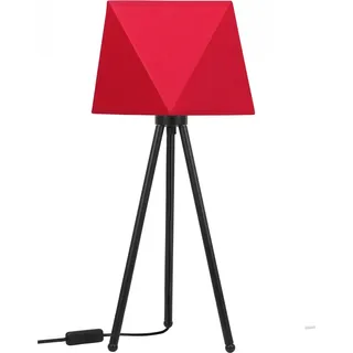 Light-Home Lampenschirm Tischlampe Modern - Elegante Nachttischlampe für Schlafzimmer Wohnzimmer - Tischleuchte E27 - 46x22,5 cm - Schwarz und Rot Diamant - Schwarz, Rot