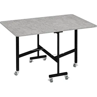 Homcom Esstisch, Küchentisch mit Rollen, Klapptisch für 4-6 Personen, für Küche, Grau , Metall , Rechteckig , 80x73x120 cm , Esszimmer, Esstische