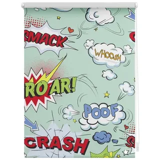 Lichtblick Seitenzugrollo Klemmfix Motiv Crash 45 x 150 cm bunt/weiß