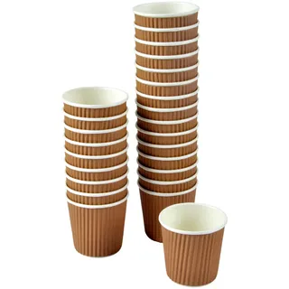 Homéa, Set mit 25 Espresso-Bechern aus Karton, 12 cl, Isolierwand, gewellt, Kraftpapier